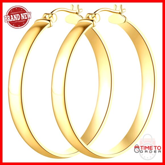 14K Gold Hoop Earrings Timeless Elegant Feminine Hypoallergenic 35mm
